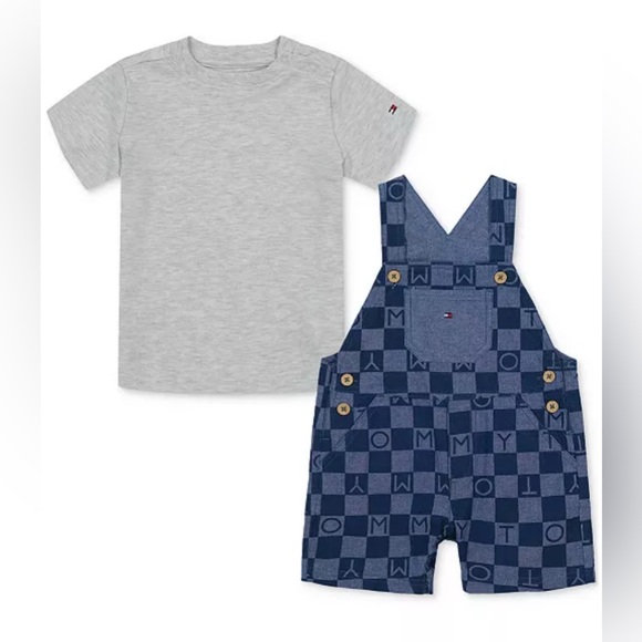 Tommy Hilfiger Baby Boys Short-Sleeve Heather T-Shirt & Printed Shortall